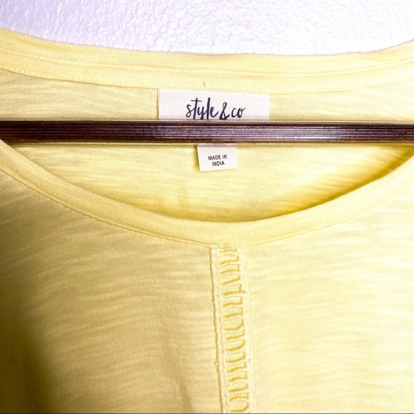 Style & Co Soft Sun Lace Hem Top - Picture 3 of 6